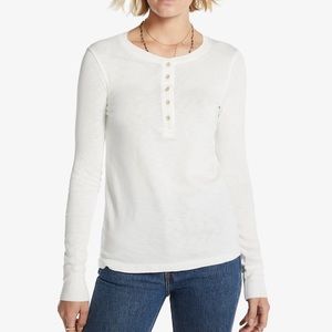 American Giant Premium Slub Long Sleeve Henley Tee in Bone, Women’s SM…